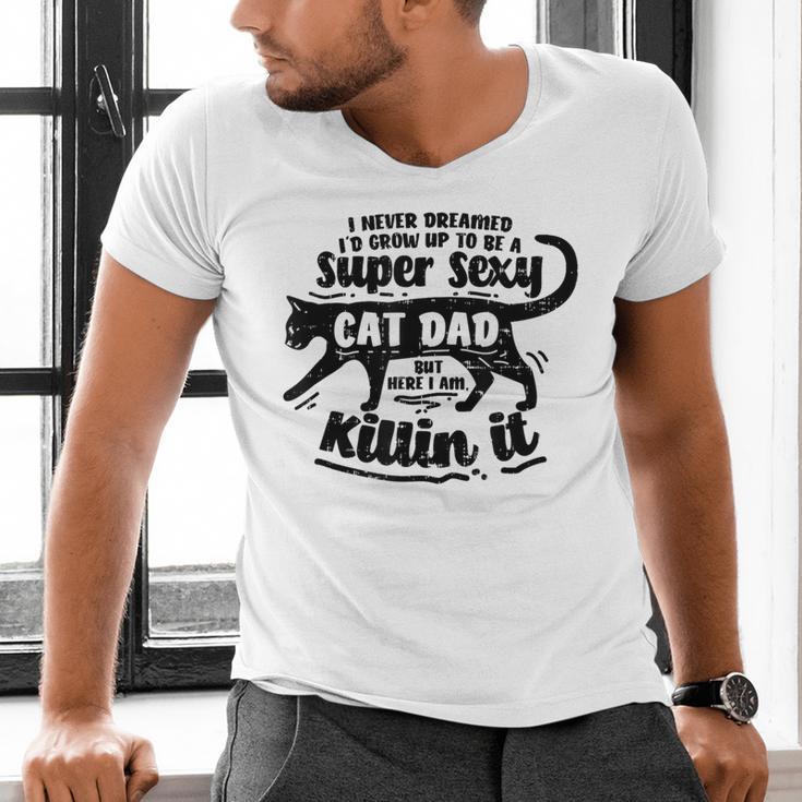 Sexy Cat Dad Father Catfather Kitten Kitty Men's V-Neck T-Shirt