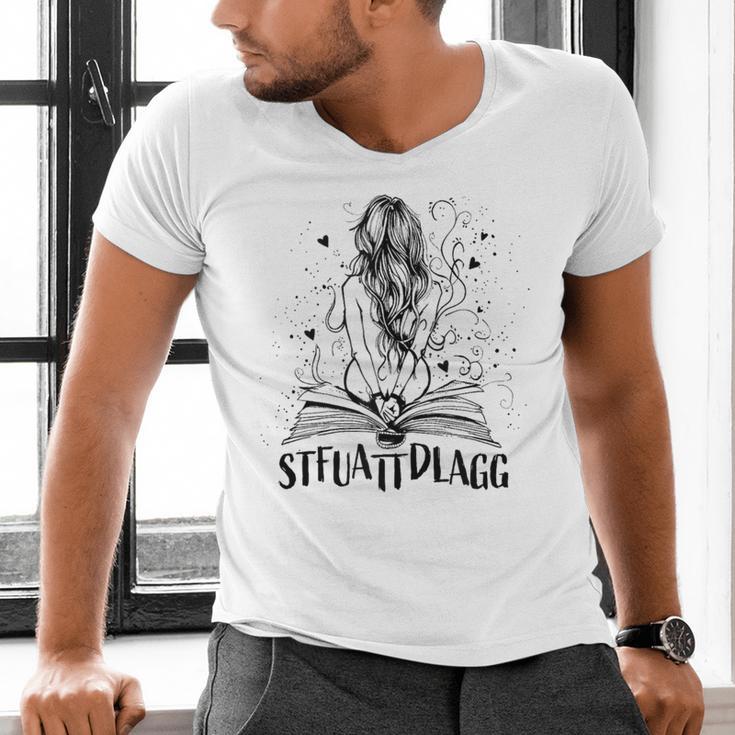 Sexy STFUATTDLAGG Hot Woman Reading Spicy Good Book Love Men's V-Neck T-Shirt Sexy STFUATTDLAGG Hot Woman Reading Spicy Good Book Love Men's V-Neck T-Shirt
