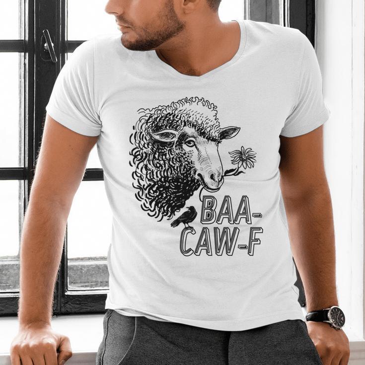 Sheep Baa Crow Caw Back Off Pun Tee For Introverts & Teens Men's V-Neck T-Shirt