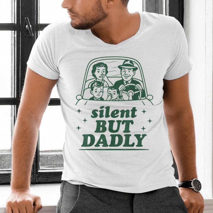 Silent But Dadly Father's Day Fart Dad Farting Vintage Men's V-Neck T-Shirt