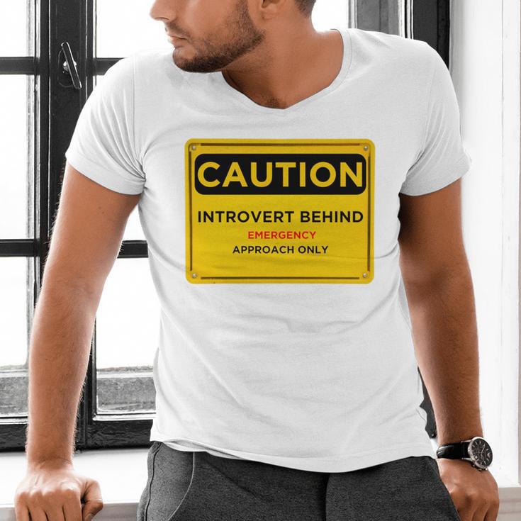 A Simple Yellow Warning Sign For Introvert Men's V-Neck T-Shirt A Simple Yellow Warning Sign For Introvert Men's V-Neck T-Shirt