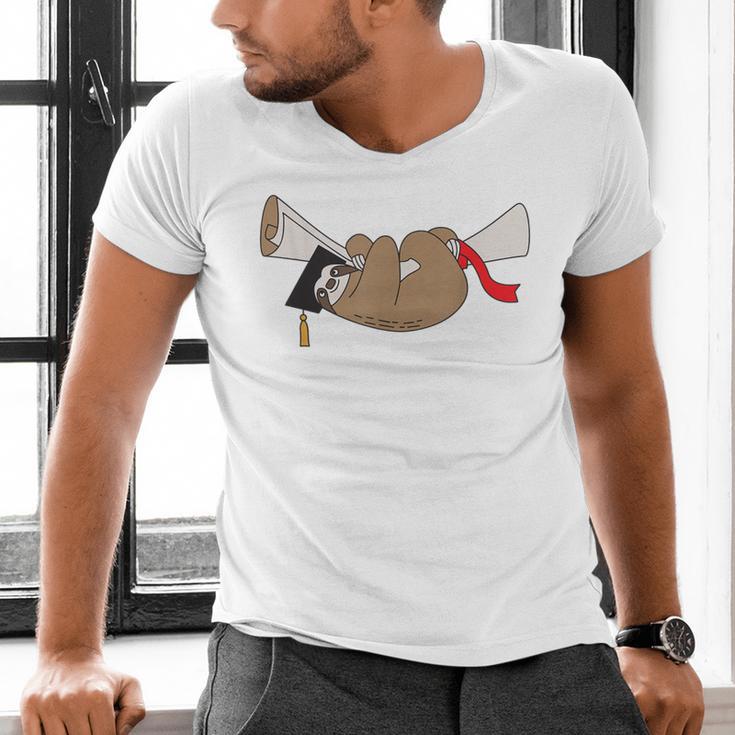 Sloth Graduation Shirt Cute Animal Diploma Grad Men's V-Neck T-Shirt