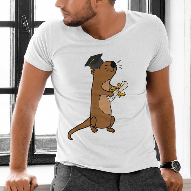 SmileteesGrad Cute Sea Otter Graduation T-Shirt Men's V-Neck T-Shirt