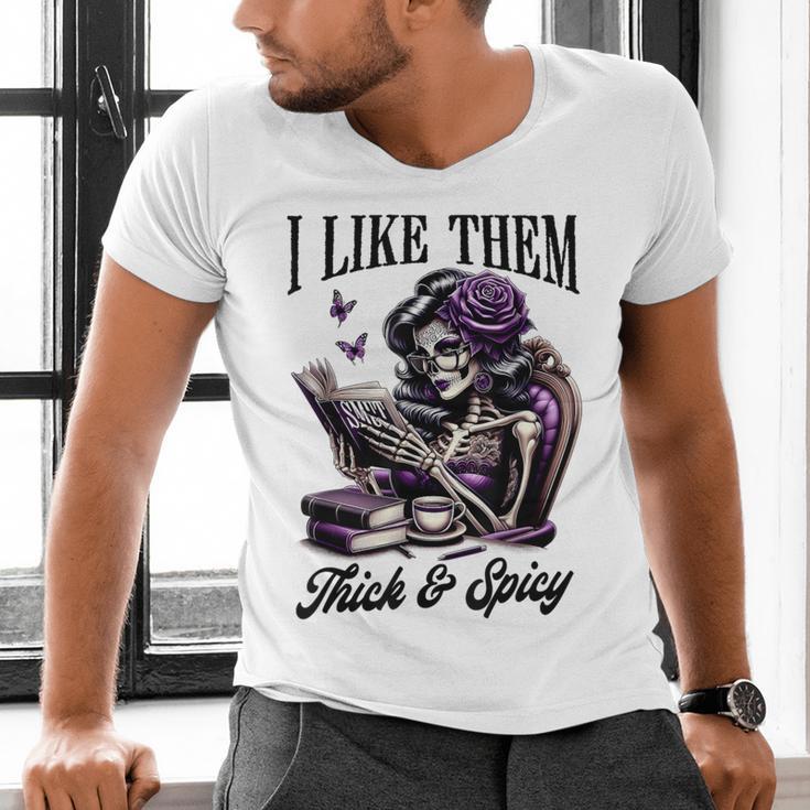 Smut Reader Spicy Book Romance I Like Them Thick & Spicy Men's V-Neck T-Shirt