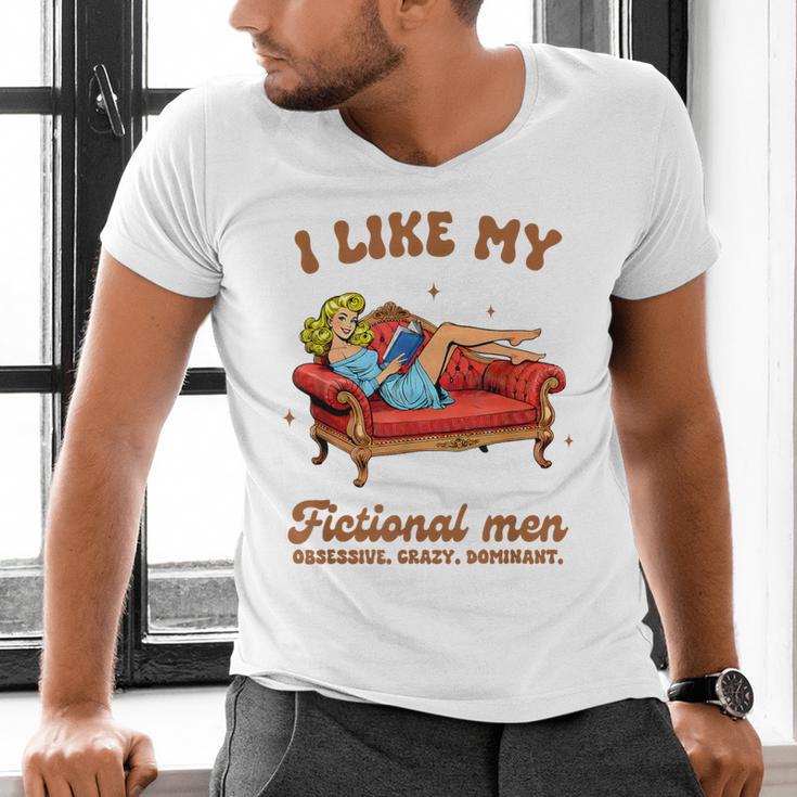 Smutty Book Lover I Like My Fictional Men Spicy Book Men's V-Neck T-Shirt