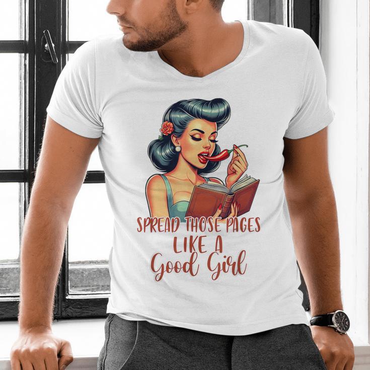 Smutty Spicy Book Reader Spread Those Pages Like A Good Girl Men's V-Neck T-Shirt