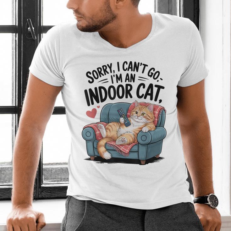 Sorry I Can’t Go I’m An Indoor Cat Couch Introvert Cat Men's V-Neck T-Shirt