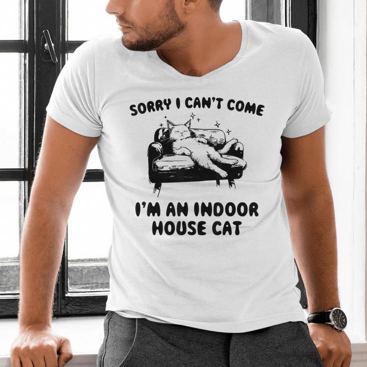 Sorry I Can't Go I'm An Indoor Cat Introvert Saying Men's V-Neck T-Shirt Sorry I Can't Go I'm An Indoor Cat Introvert Saying Men's V-Neck T-Shirt