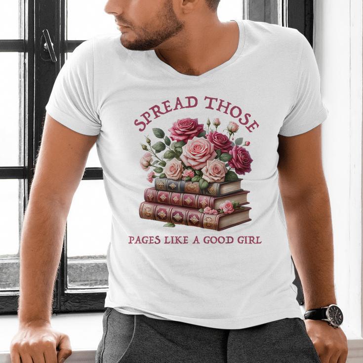 Spicy Books Spread Those Pages Like A Good Girl Dark Romance Men's V-Neck T-Shirt
