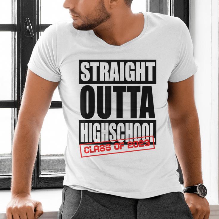 Straight Outta High School Class Of 2023 Graduation Men's V-Neck T-Shirt