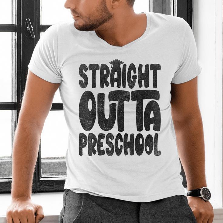 Straight Outta Preschool Graduation Cap Gown 2022 Cute Men's V-Neck T-Shirt