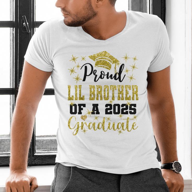Super Proud Little Brother 2025 Graduate Graduation Family Men's V-Neck T-Shirt