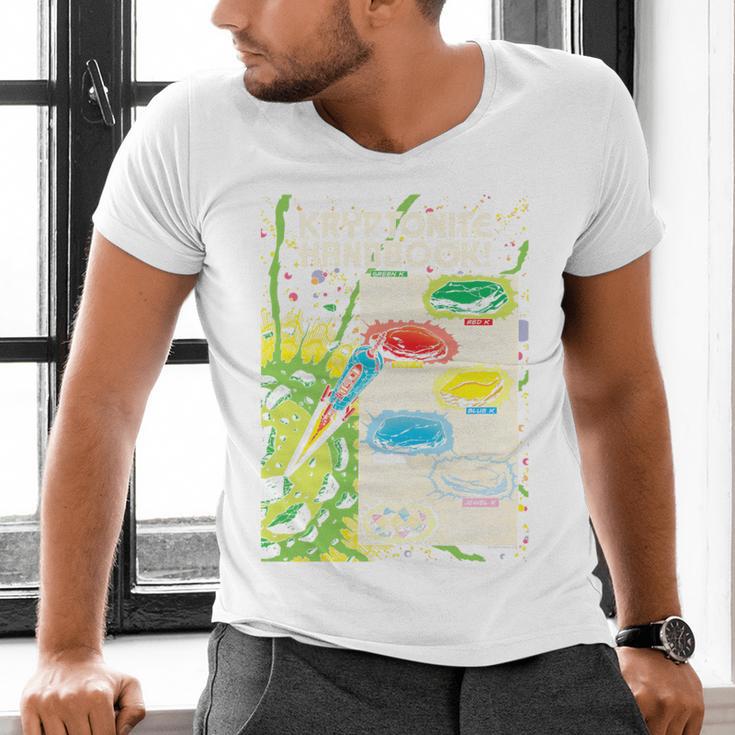 Superman Kryptonite Handbook Premium Tri-Blend Men's V-Neck T-Shirt