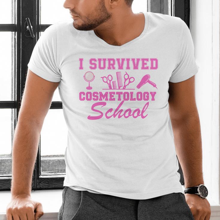 I Survived Cosmetology School Graduation Cosmetology Grad Men's V-Neck T-Shirt