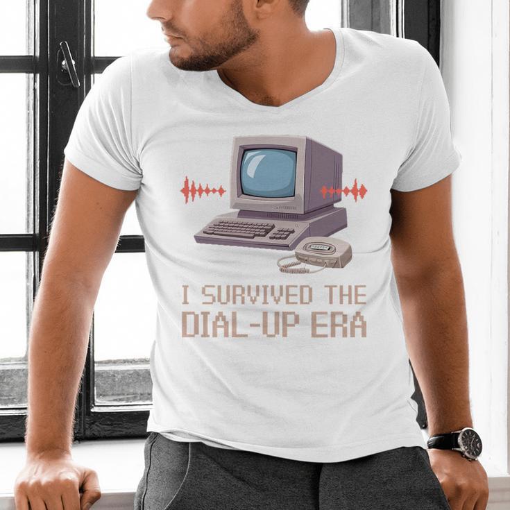 I Survived The Dial-Up Era Retro 90s Nostalgia Premium Tri-Blend Men's V-Neck T-Shirt I Survived The Dial-Up Era Retro 90s Nostalgia Premium Tri-Blend Men's V-Neck T-Shirt