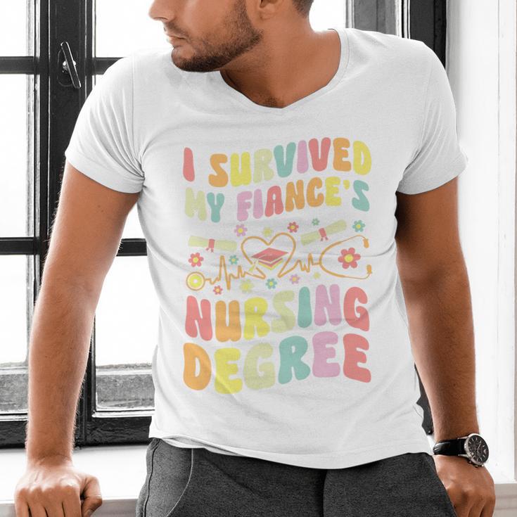 i Survived My Fiance's Nursing Degree Graduation Groovy Premium Men's V-Neck T-Shirt