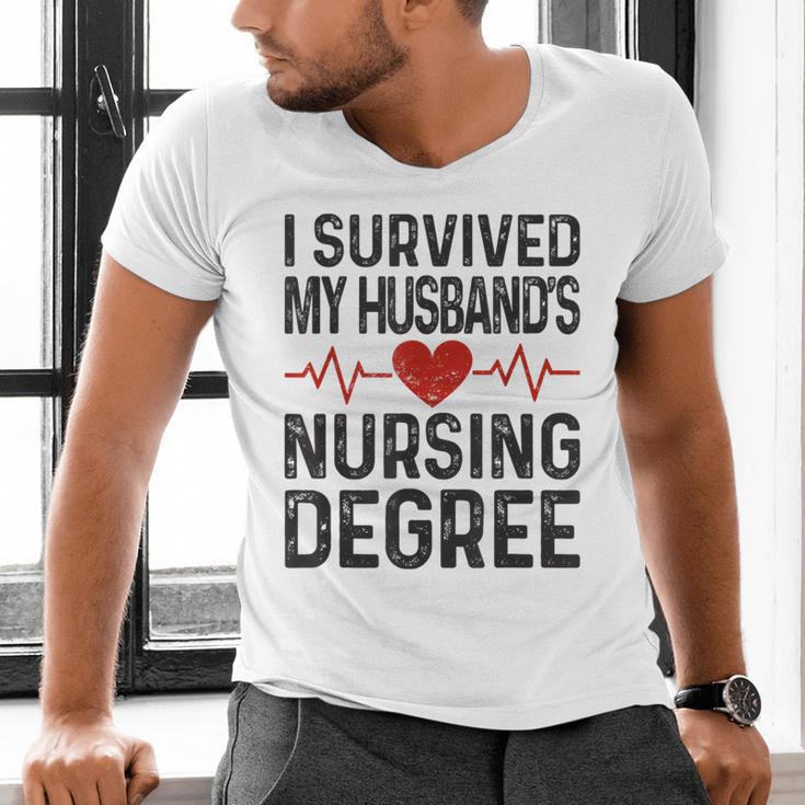 I Survived My Husband's Nursing Degree School Graduation Men's V-Neck T-Shirt