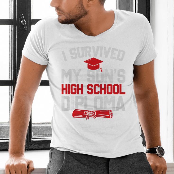 I Survived My Son's High School Diploma Graduation Premium Men's V-Neck T-Shirt