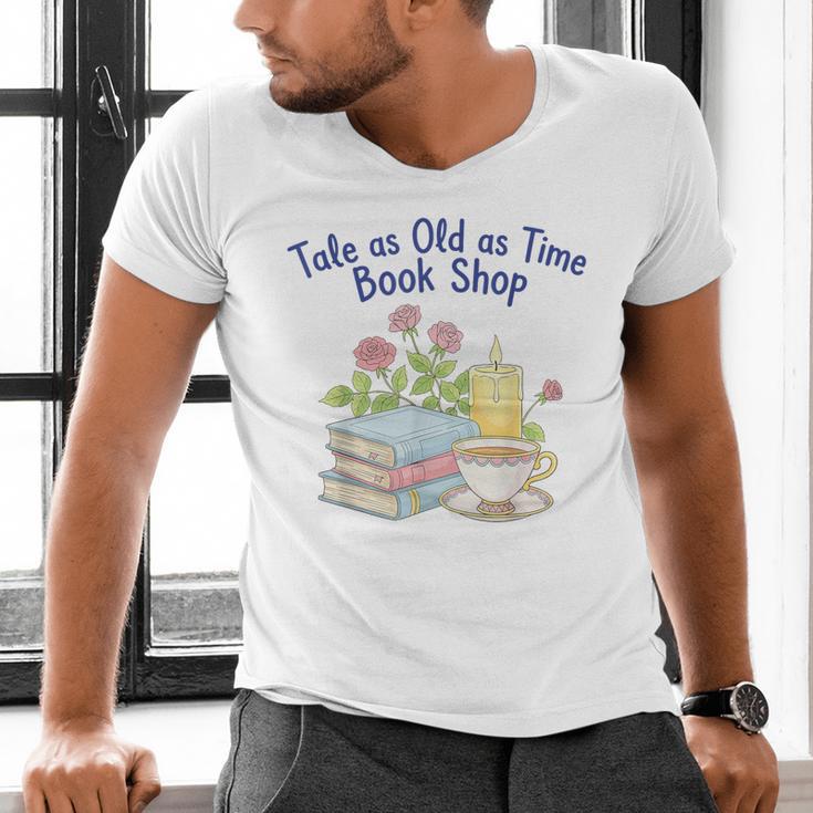 Tale As Old As Time Floral Bookshop Romantic Men's V-Neck T-Shirt