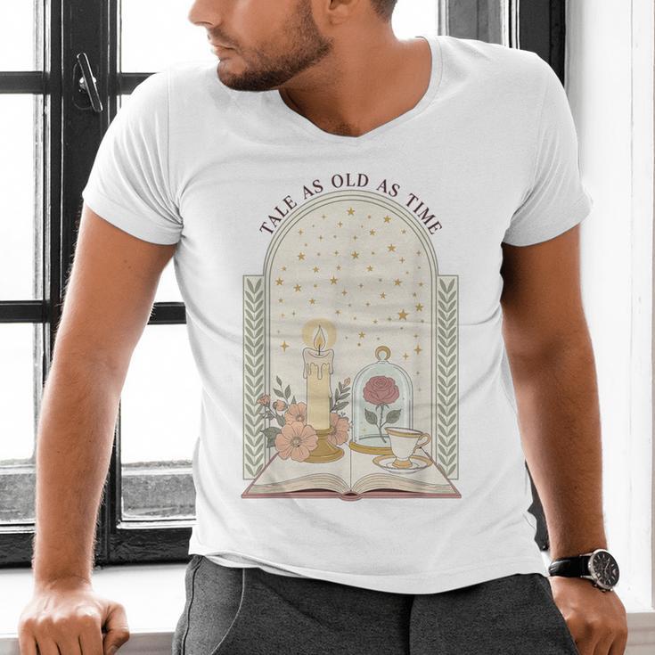 Tale As Old As Time Rose Candle And Book Men's V-Neck T-Shirt
