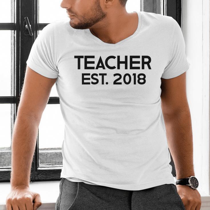 Teacher Graduation Teacher Est 2018 Tee Him Her Men's V-Neck T-Shirt