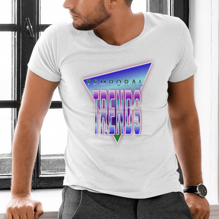 Temporal Trends Vaporwave Style Retro Nostalgia Look Premium Tri-Blend Men's V-Neck T-Shirt Temporal Trends Vaporwave Style Retro Nostalgia Look Premium Tri-Blend Men's V-Neck T-Shirt