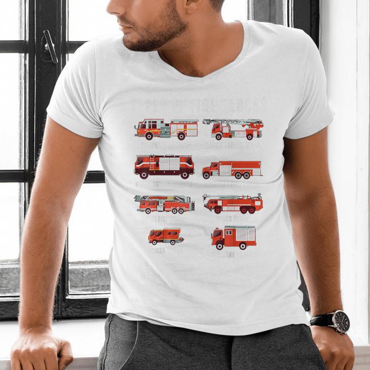 Toddler Boy Types Of FireTruck Firefighter Baby Dad Fireman Men's V-Neck T-Shirt