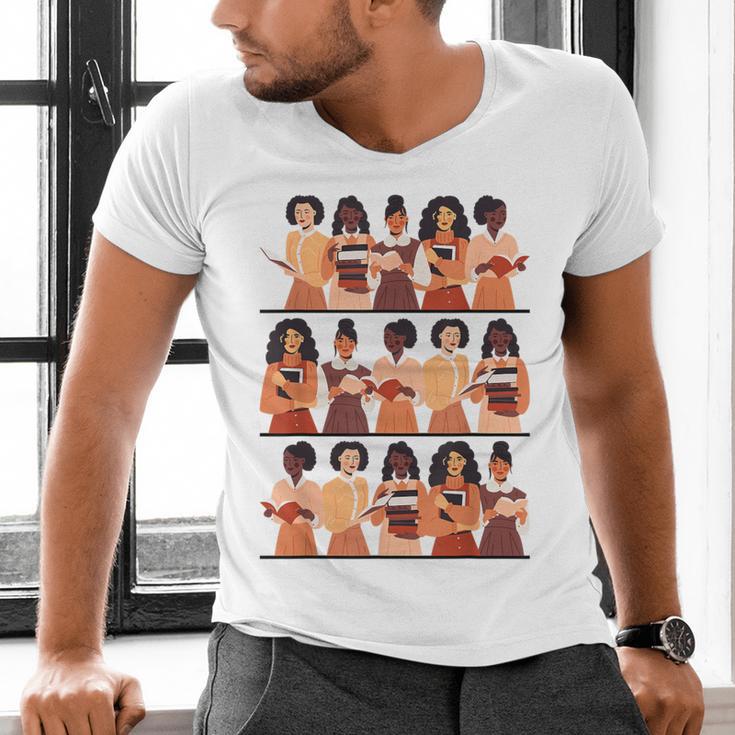 History Month Educated Black Women Girls Reading Books Men's V-Neck T-Shirt