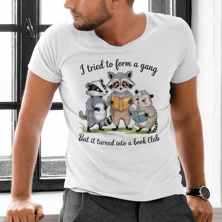 I Tried To Form A Gang But It Turned Into A Book-Club Reader Men's V-Neck T-Shirt