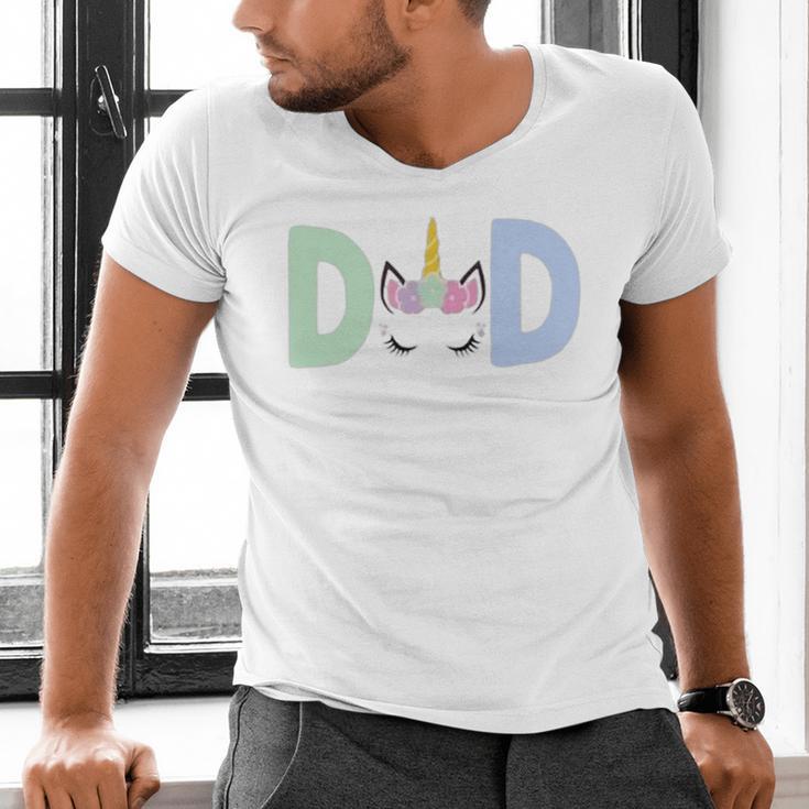 Unicorn Dad First Birthday Girl Family Matching Mama Party Men's V-Neck T-Shirt