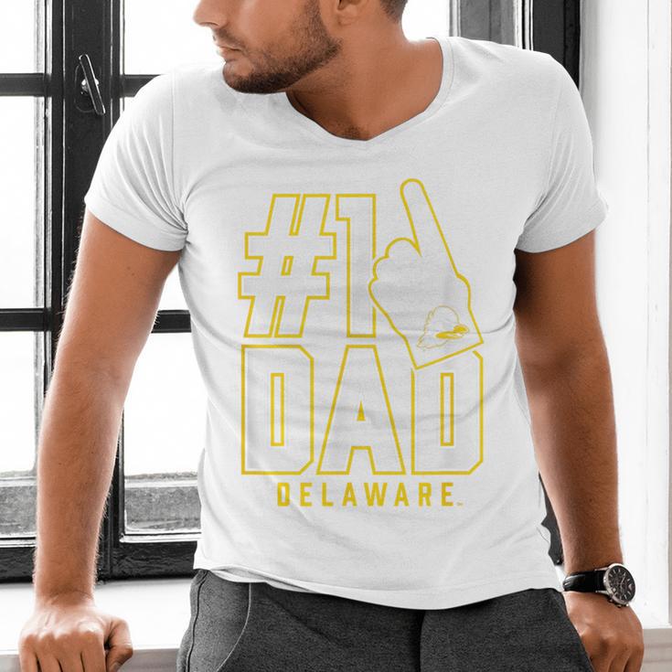 University Of Delaware Blue Hens 1 Dad Men's V-Neck T-Shirt University Of Delaware Blue Hens 1 Dad Men's V-Neck T-Shirt