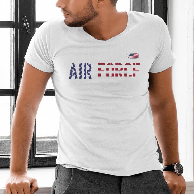 US Flag Proud Air Force Dad Men's V-Neck T-Shirt