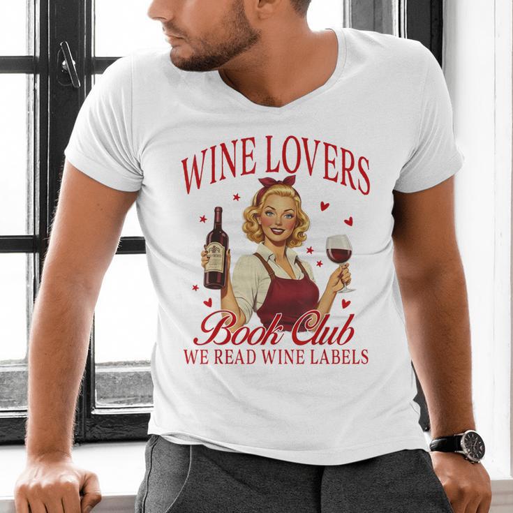 Valentine’s Day Wine Lovers Book Club We Read Wine Labels Men's V-Neck T-Shirt