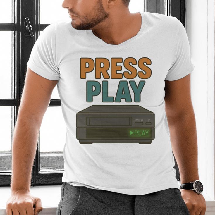 VHS Cassette Retro Analog Nostalgia Theme Men's V-Neck T-Shirt VHS Cassette Retro Analog Nostalgia Theme Men's V-Neck T-Shirt