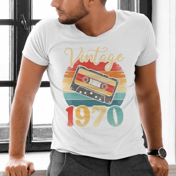 Vintage 1970 Retro Cassette Tape 70s Born Nostalgia Birthday Men's V-Neck T-Shirt