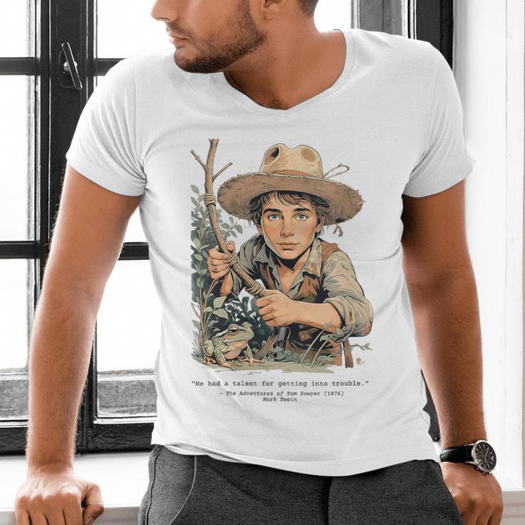 Vintage Children's Books The Adventures Of Tom Sawyer 1876 Men's V-Neck T-Shirt Vintage Children's Books The Adventures Of Tom Sawyer 1876 Men's V-Neck T-Shirt