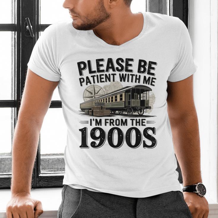 Vintage Be Patient With Me I'm From The 1900s Steam Train Men's V-Neck T-Shirt Vintage Be Patient With Me I'm From The 1900s Steam Train Men's V-Neck T-Shirt