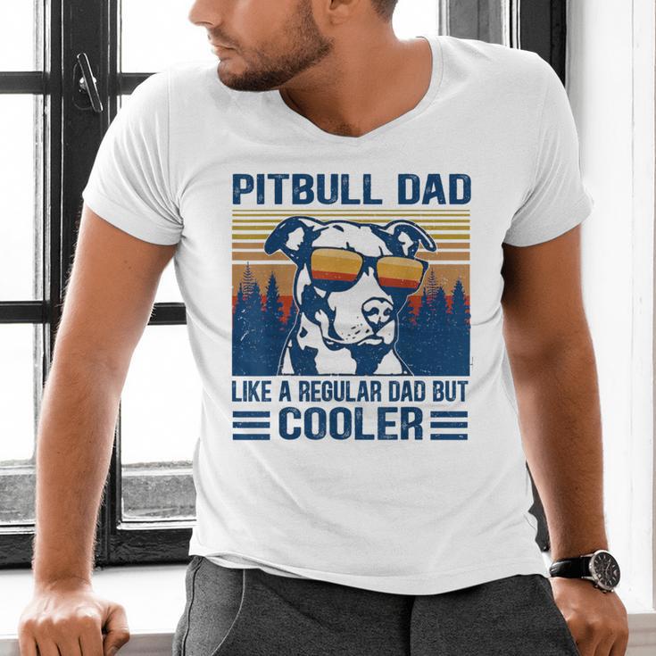 Vintage Pitbull Dad Like A Regular Dad But Cooler Men's V-Neck T-Shirt
