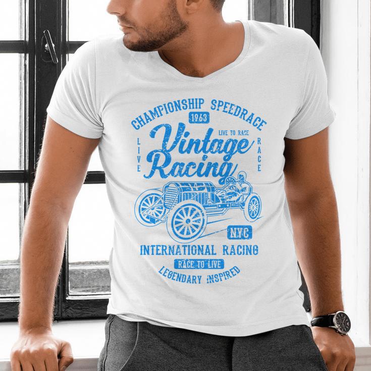 Vintage Racing Automotive Nostalgia Distressed Car Men's V-Neck T-Shirt