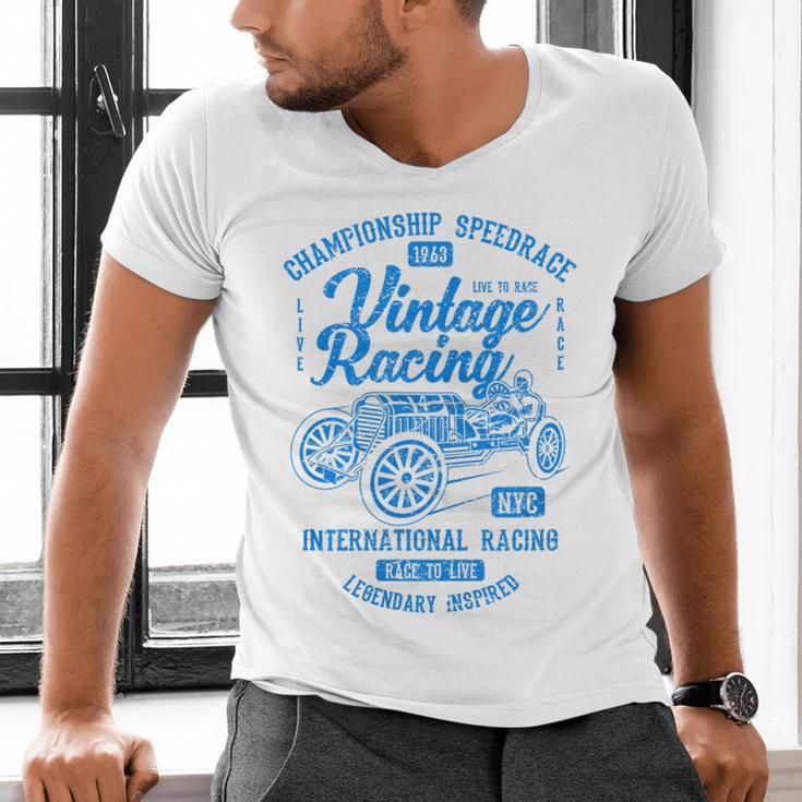 Vintage Racing Automotive Nostalgia Distressed Car Premium Tri-Blend Men's V-Neck T-Shirt