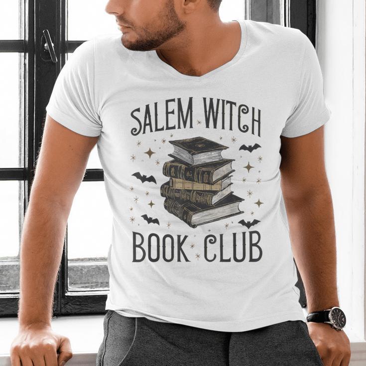 Vintage Salem Book Club Cat Bookish Spooky Halloween Men's V-Neck T-Shirt Vintage Salem Book Club Cat Bookish Spooky Halloween Men's V-Neck T-Shirt
