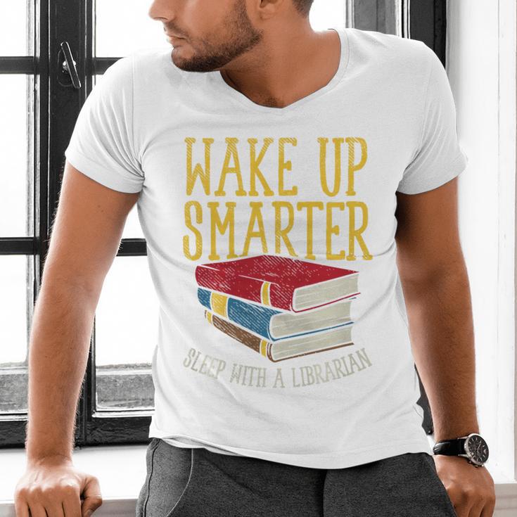 Wake Up Smarter Librarian Book Stack Premium Tri-Blend Men's V-Neck T-Shirt