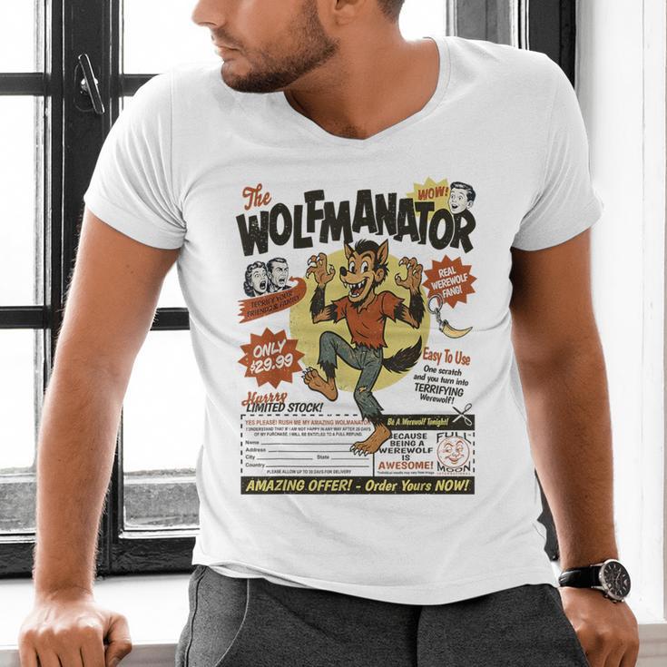 Werewolf Wolfmanator Nostalgia Vintage Halloween Men's V-Neck T-Shirt Werewolf Wolfmanator Nostalgia Vintage Halloween Men's V-Neck T-Shirt