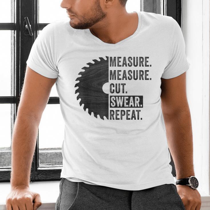 Woodworking Dad Measure Cut Swear Handyman Fathers Day Men's V-Neck T-Shirt Woodworking Dad Measure Cut Swear Handyman Fathers Day Men's V-Neck T-Shirt