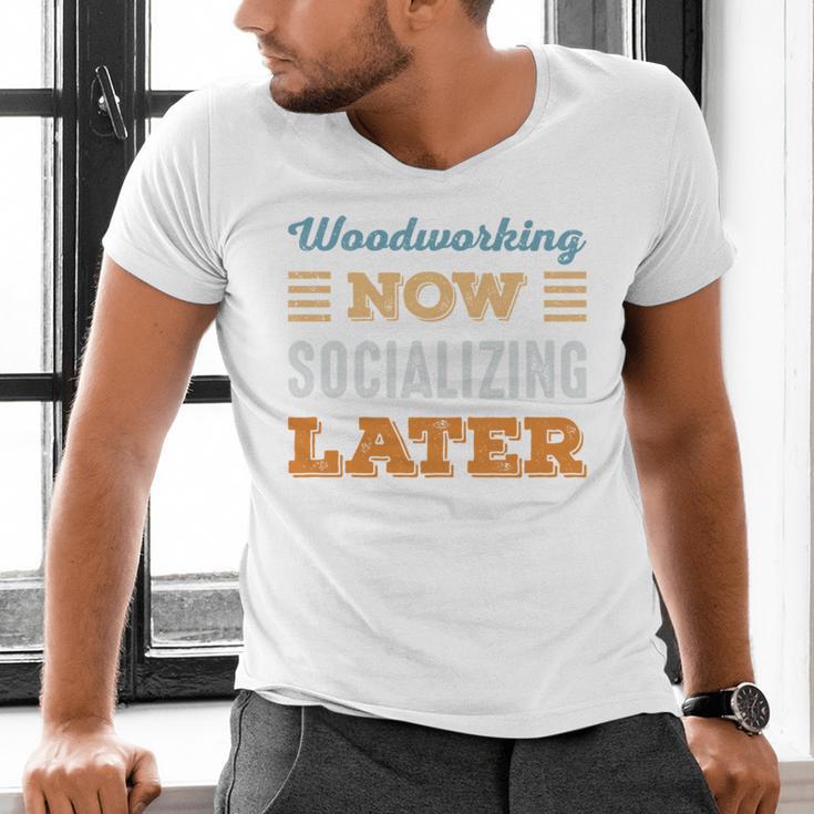 Woodworking Now Minimal Socializing Introvert Vintage Men's V-Neck T-Shirt Woodworking Now Minimal Socializing Introvert Vintage Men's V-Neck T-Shirt