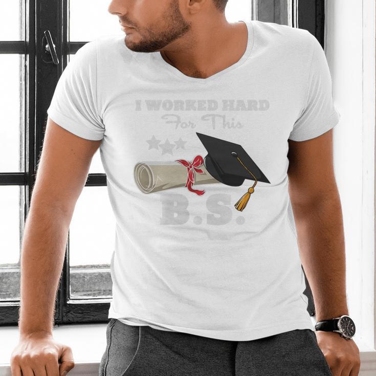 I Worked Hard For This BS Men Women Graduation Premium Tri-Blend Men's V-Neck T-Shirt