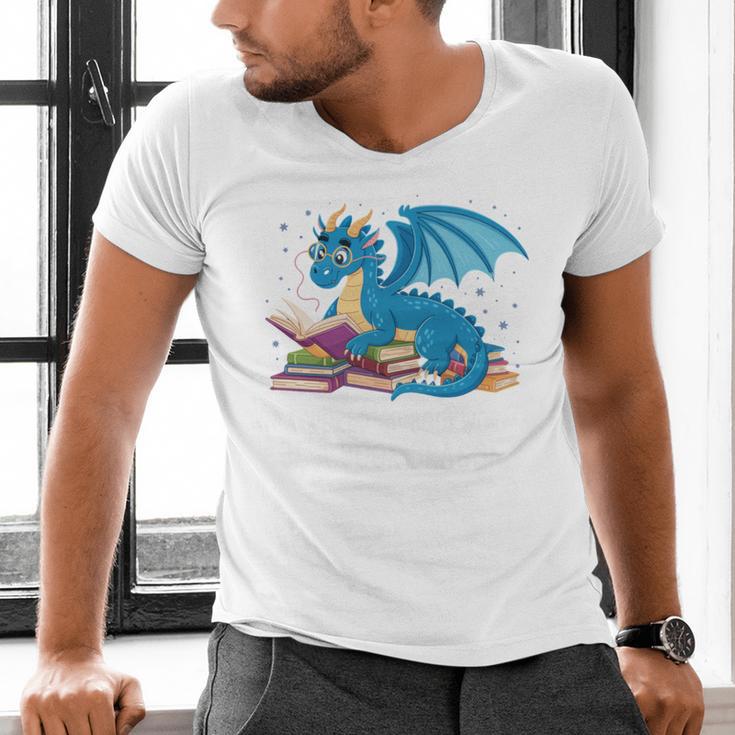 In A World Full Of Bookworms Be A Book Dragon Men's V-Neck T-Shirt
