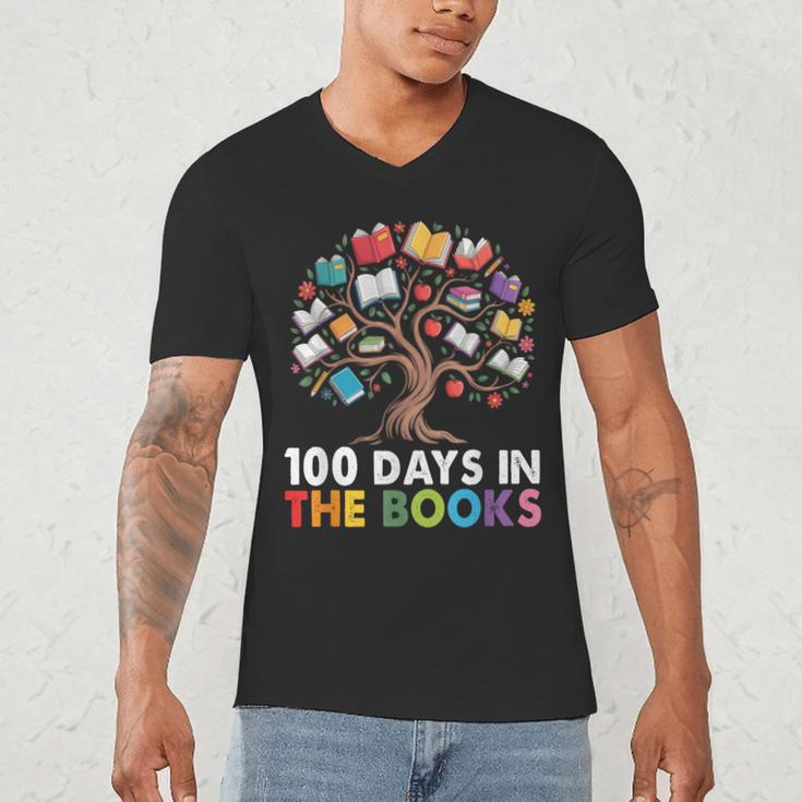 100 Days In The Books Reading Teachers Librarians School Men's V-Neck T-Shirt