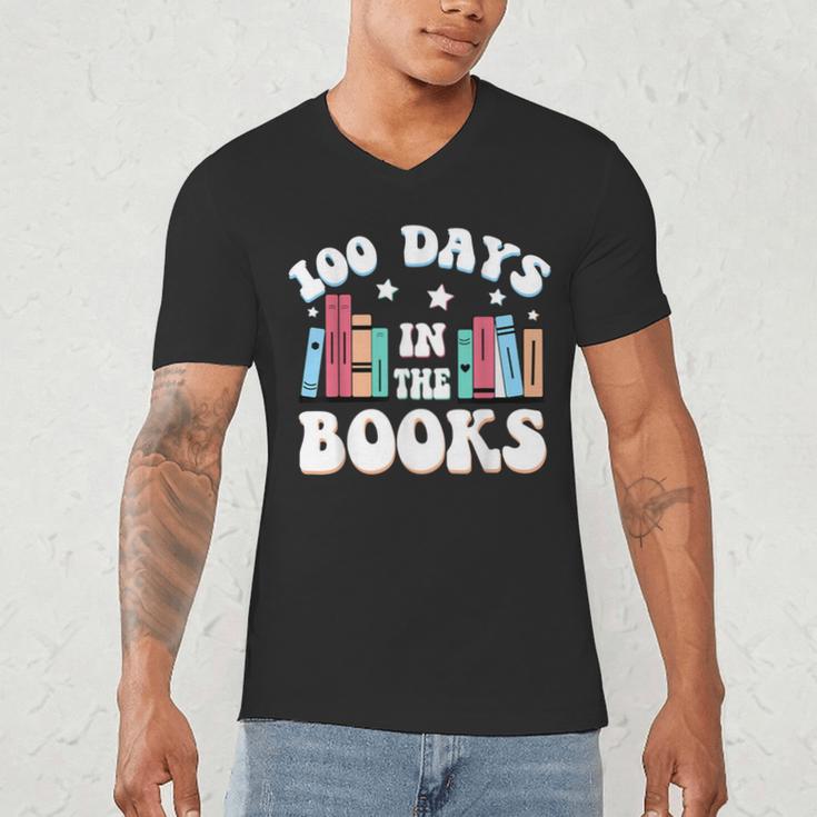 100 Days In The Books School Reading Celebration Men's V-Neck T-Shirt 100 Days In The Books School Reading Celebration Men's V-Neck T-Shirt