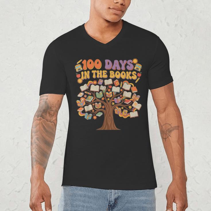 100 Days Of School 100 Days In The Books Librarian Read Men's V-Neck T-Shirt 100 Days Of School 100 Days In The Books Librarian Read Men's V-Neck T-Shirt